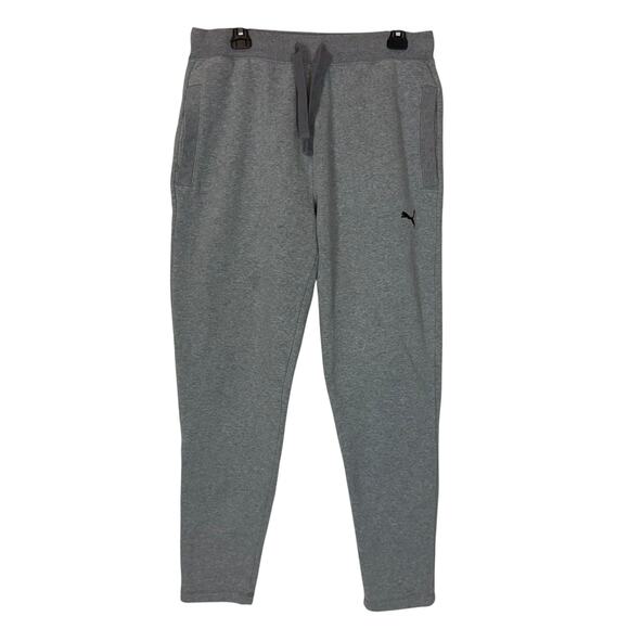 Puma Tracksuit Set Mens Large Heather Gray Stretch Logo Fleece Lined Crewneck - Picture 7 of 16